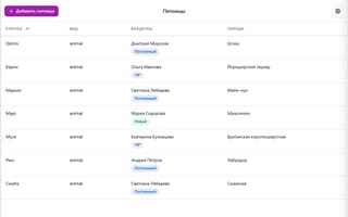 Карточки питомцев и владельцев в PawDesk